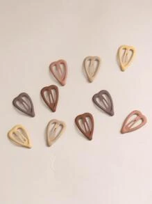 10pcs Girls 2.8cm Heart Shaped Hair Clips - Multicolor - View 4