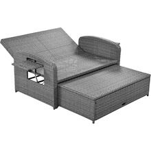 PE Wicker Rattan Double Chaise Lounge, 2-Person Reclining Daybed With Adjustable Back And Cushions, Free Furniture Protection Cover, White - trắng - Xem 8