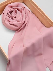 1pc Modest Lightweight Solid Color Chiffon Scarf, Versatile For Spring/Summer - Pink - View 2