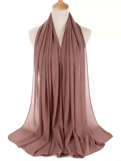 1pc Modest Hijab Casual Versatile Solid Color Soft & Breathable Chiffon Hijab Scarf, Spring/Summer