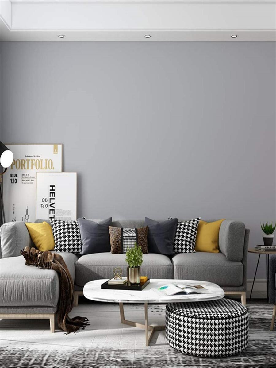 1 Roll Thickened Waterproof & Oil-proof Matte Light Grey Movable Thickened Home Decor Pvc Wallpaper - Light Grey - View 1