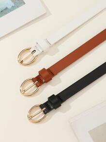 3 件套女士腰带套装 - 金色带扣，适合经典简约休闲装和牛仔裤 - 彩色 - 查看 3