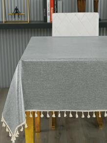 1 khăn trải bàn trang trí tua rua - Xám - Xem 9