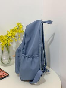 Solid Colour Women Backpack Nylon Waterproof School Bag For Teenager Girls High Capacity Travel Backpack - Royal Blue - View 5