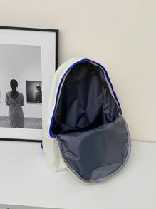Letter Printed Unisex Fashion Backpack School Backpack Back To School Laptop Backpack Large Backpack Bookbag Casual Daypack Travel Essentials Vacation Holiday School Supplies For School College Students Men Gifts - Blue and White - View 5