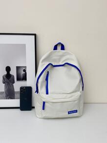 Letter Printed Unisex Fashion Backpack School Backpack Back To School Laptop Backpack Large Backpack Bookbag Casual Daypack Travel Essentials Vacation Holiday School Supplies For School College Students Men Gifts - Blue and White - View 3