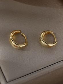 一對S925純銀極簡時髦弧造型粗耳環派對生日首飾類禮品,耀眼夏天配件,日常穿著女士首飾類