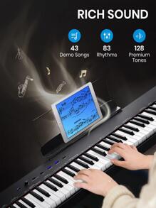 Moukey MEP-110 Digital Piano 88 Key For Beginner / Intemediate Full-Size Semi-Weighted Electric Keyboard, Stand, 128 Premium Tones, 83 Rhythms, 43 Demo Songs - 黑色 - 查看 4