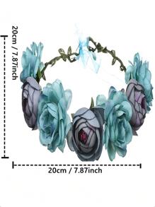 1入組頭花環度假頭髮花環旅行花環髮箍節日皇冠照片拍攝花環 - 藍色 - 查看 4