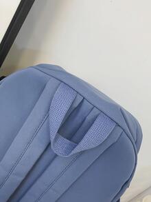 Nuevo bolso de escuela para estudiantes de secundaria de alta capacidad, bolso de viaje sencillo y ligero, mochilas de lona - Celeste - Ver 6