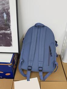 Nuevo bolso de escuela para estudiantes de secundaria de alta capacidad, bolso de viaje sencillo y ligero, mochilas de lona - Celeste - Ver 3
