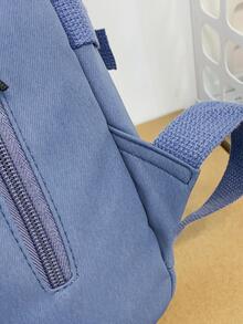 Nuevo bolso de escuela para estudiantes de secundaria de alta capacidad, bolso de viaje sencillo y ligero, mochilas de lona - Celeste - Ver 7