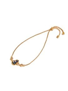 方晶鋯石葫蘆裝飾婚禮手環 - 金色 - 查看 2