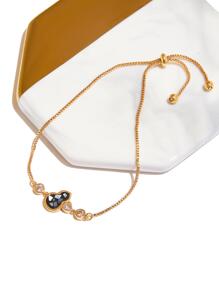 方晶鋯石葫蘆裝飾婚禮手環 - 金色 - 查看 1