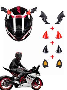 4 Pares Decoración en forma de motocicleta casco,Cuernos Para Casco Motocicleta Decoración Parejas - Negro - Ver 1