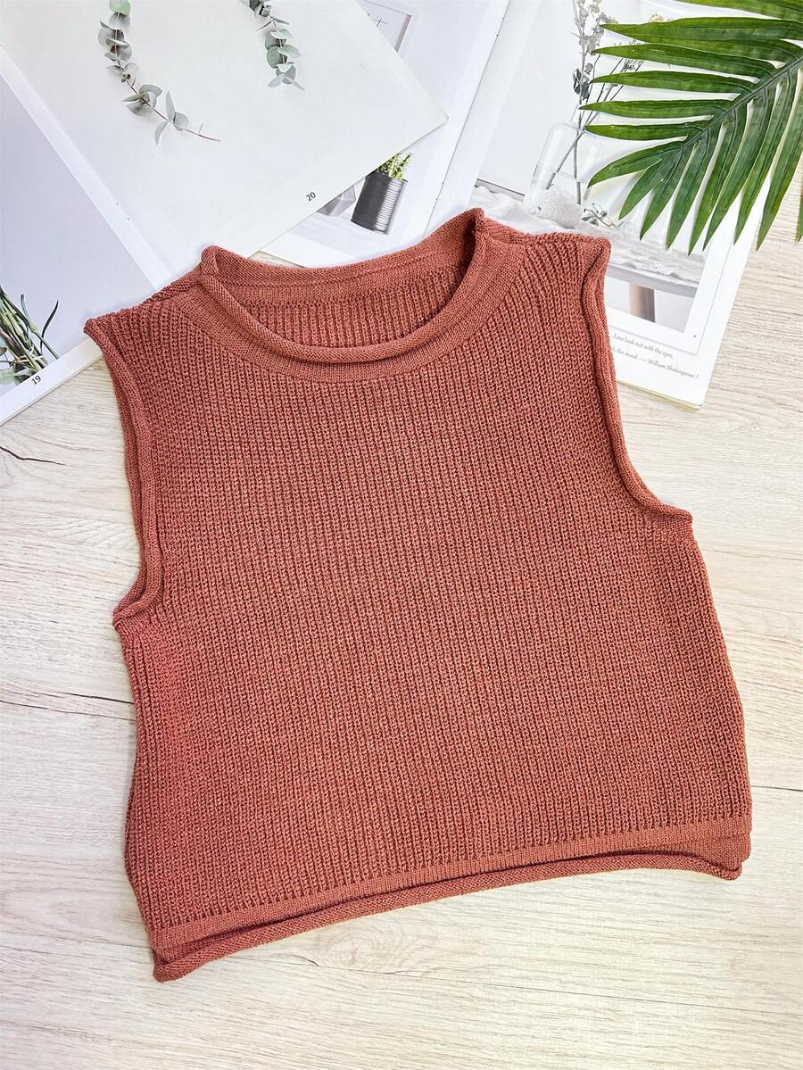 Women Knit Tops - 棕色 - 查看 1