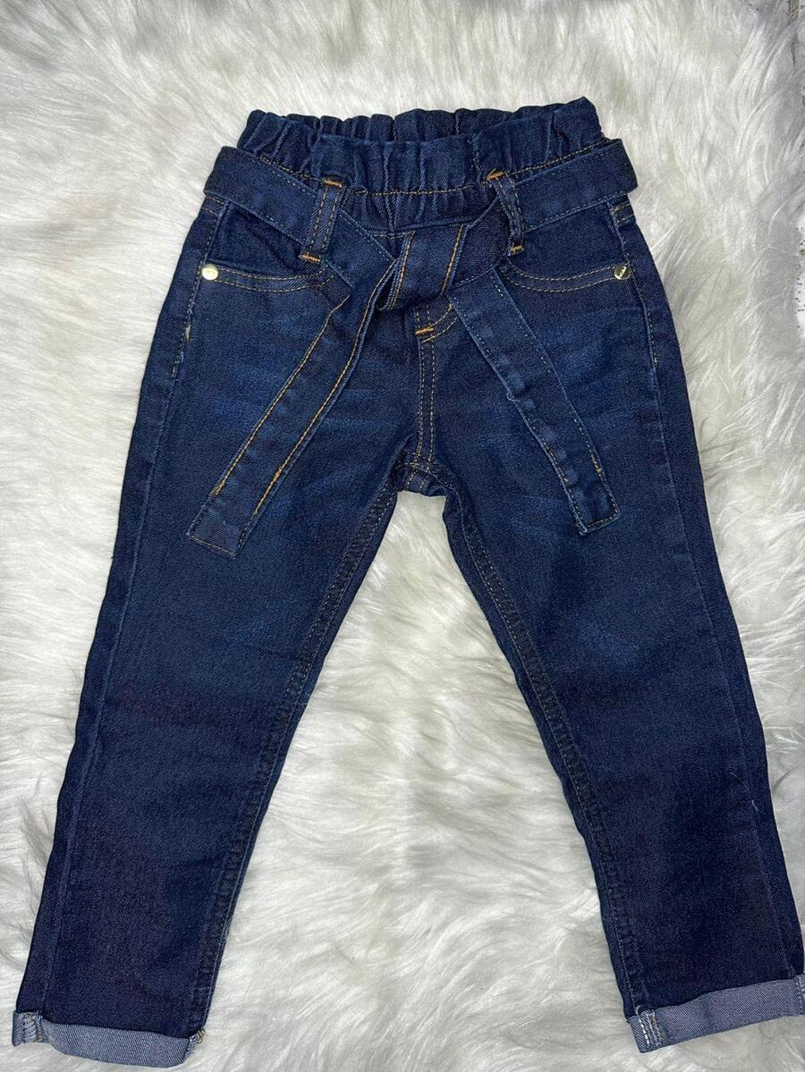 Toddler Girl Jeans - 深色水洗藍 - 查看 1