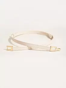 Symmetrical Buckle Belt Summer, School Fall, Autumn, Halloween - Beige - View 1