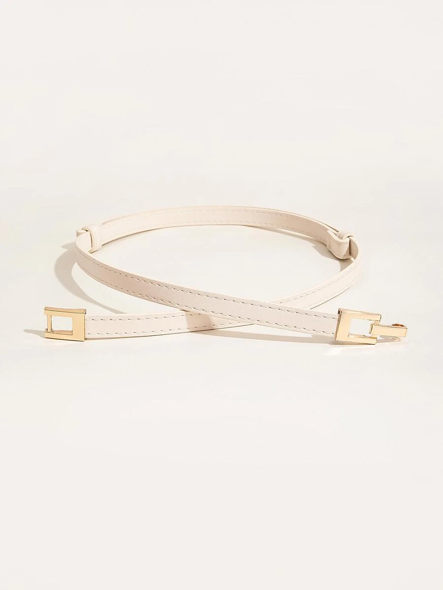 Symmetrical Buckle Belt Summer, School Fall, Autumn, Halloween - Beige - View 1