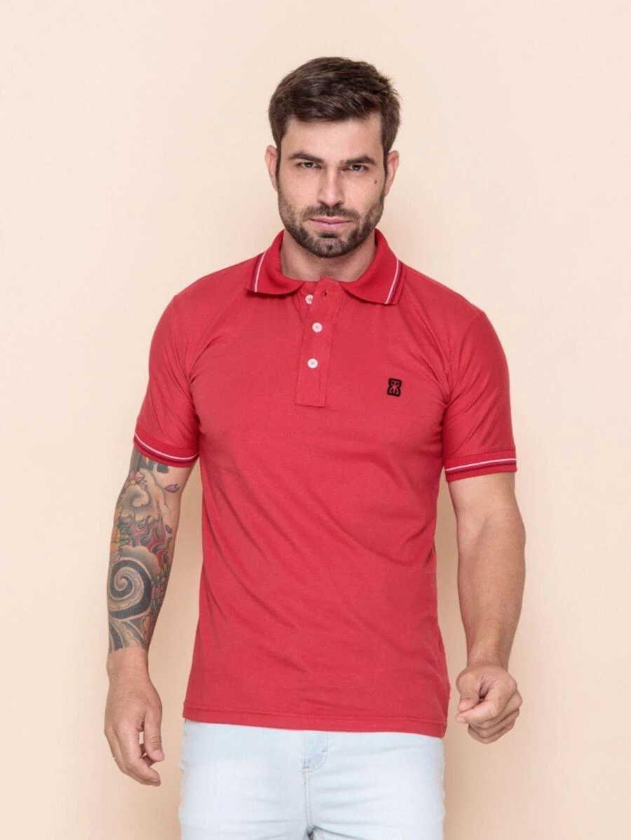Men Polo Shirts - Red - View 1