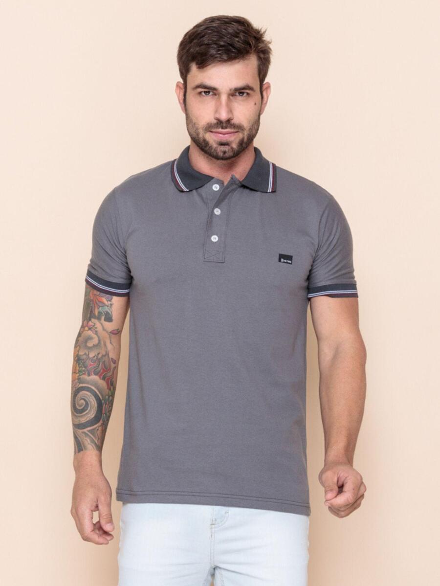 Men Polo Shirts - 灰色 - 查看 1