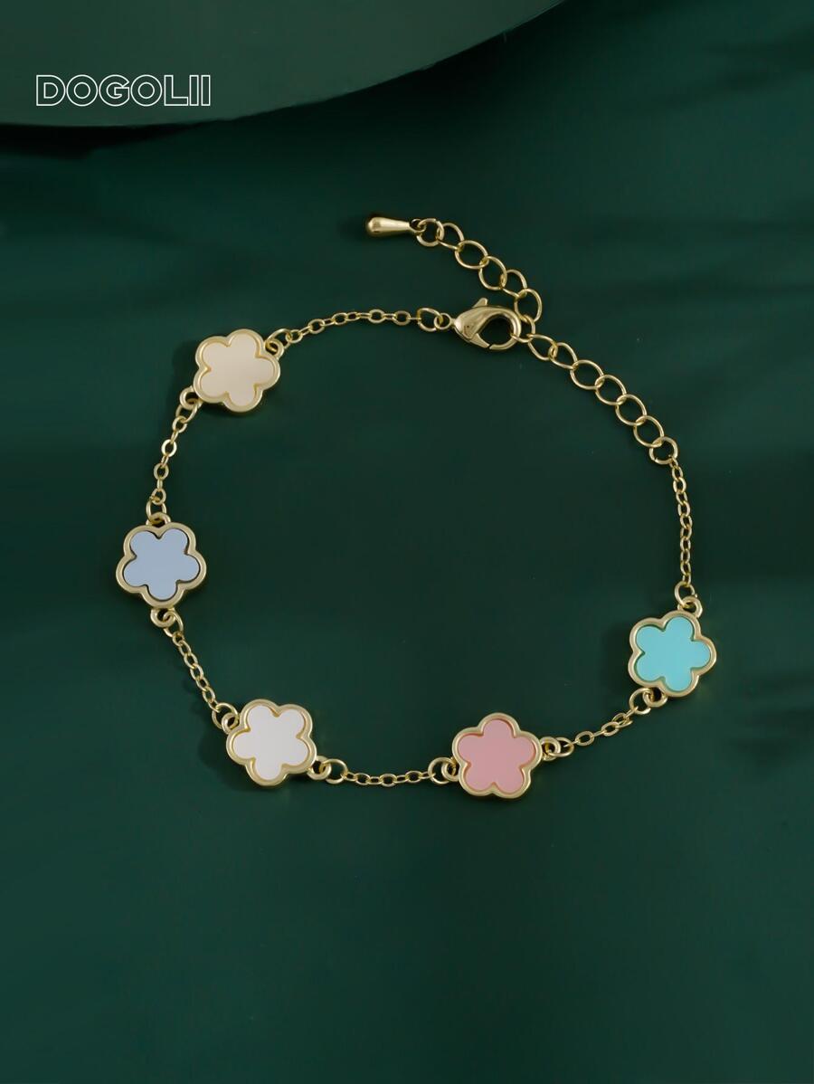 Pulsera con cadena y decoración de flor para el Día de los Enamorados