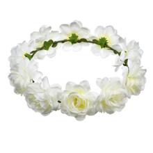 1 pieza Corona de flores de Camellia con diseño de niña soñadora, accesorio para fotos de cumpleaños, diadema floral para boda y festival - Blanco - Ver 2