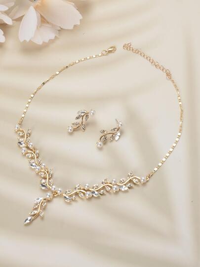 3-częściowy zestaw biżuterii z kryształkami z liści Halloween biały kryształ