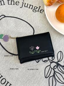 新款可爱短款钱包，女士/女孩适用，超薄学生钱包，设计 - 黑色 - 查看 5