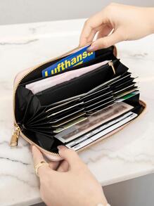 MIYIN Monedero simple cheque de diamantes patrón dama largo cremallera - Rosa - Ver 2