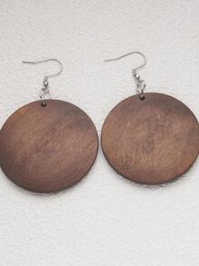 Round Drop Earrings - Brown - View 2