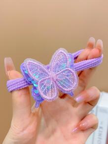 6pcs Girls Lovely Butterfly Decorated Hair Ties - Multicolor - View 6