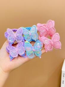 6pcs Girls Lovely Butterfly Decorated Hair Ties - Multicolor - View 5