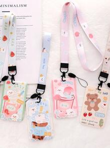 1入組卡通圖案隨機卡套附帶繩子 - 彩色 - 查看 1