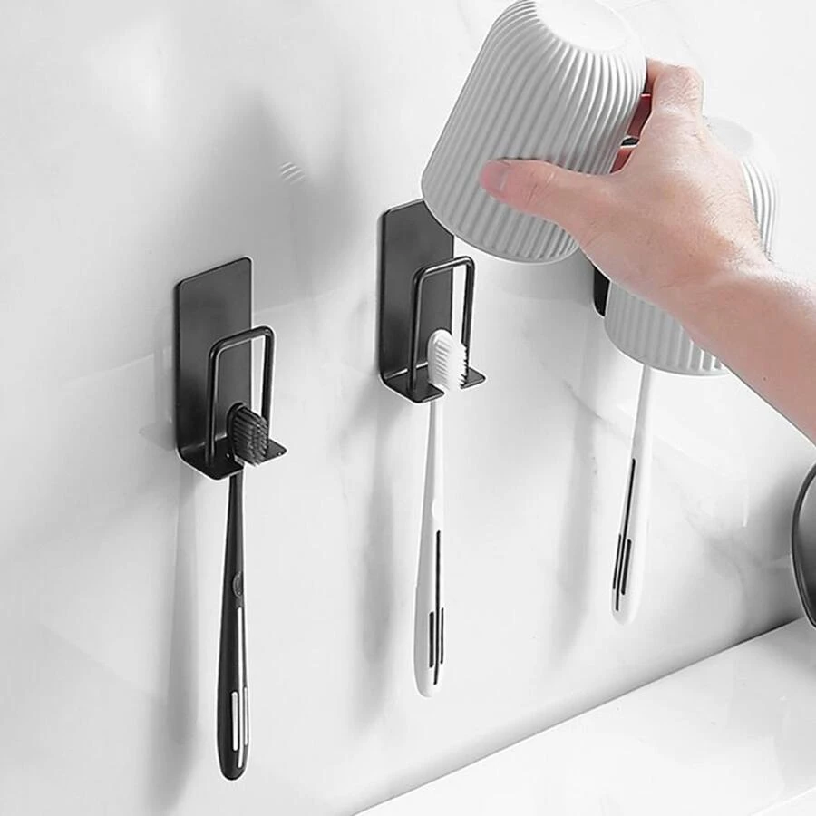 1 Bàn Chải Đánh Răng & Giá Đựng Cốc Nước Rửa, Có Thể Đựng Bàn Chải Đánh Răng Và Cốc Trà Cùng Một Lúc - màu đen - Xem 1