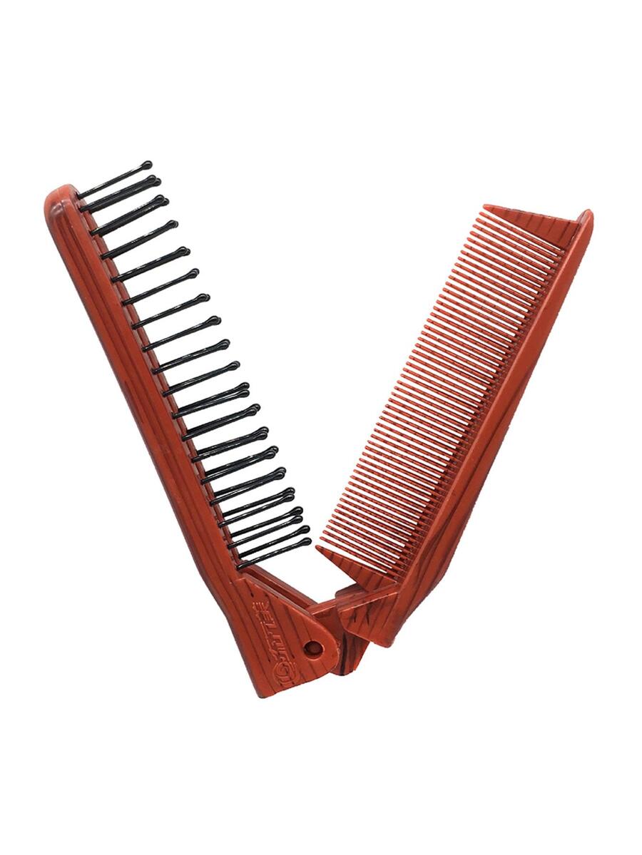 Mini Portable Foldable Comb - Brown - View 1