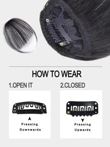 1pc Heat Resistant Straight Black 6 Inch Extra Short Synthetic Hairbangs With Sideburns - Black - View 5