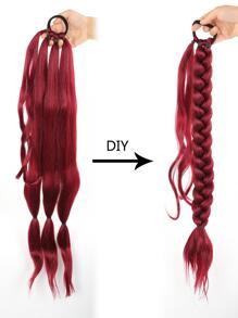 Thẳng màu đỏ 32 inch cực dài tổng hợp quấn quanh clip trong phần mở rộng đuôi ngựa - Đỏ - Xem 6
