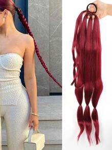 Thẳng màu đỏ 32 inch cực dài tổng hợp quấn quanh clip trong phần mở rộng đuôi ngựa - Đỏ - Xem 1