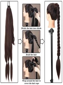 Thẳng màu đỏ 32 inch cực dài tổng hợp quấn quanh clip trong phần mở rộng đuôi ngựa - Đỏ - Xem 7