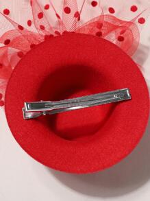 Kẹp Tóc Trang Trí Hoa & Mũ - Đỏ - Xem 2