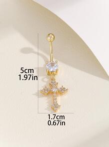 Cubic Zirconia Cross Decor Navel Belly Ring
