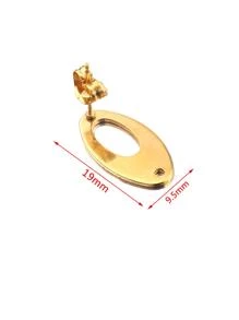 10入組不銹鋼橢圓形底座鏤空耳環DIY珠寶製作用品配件 - 金黃色 - 查看 3