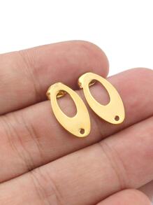 10入組不銹鋼橢圓形底座鏤空耳環DIY珠寶製作用品配件 - 金黃色 - 查看 4