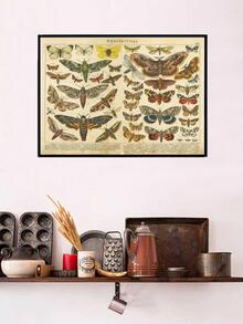 1入組復古蝴蝶海報帆布繪畫家庭裝飾藝術品 - 彩色 - 查看 5