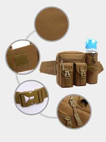 1pc Release Buckle Decor Camping Waist Bag - Khaki - View 4