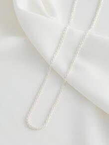 Nooxian 2入組/套綠松石色方晶鋯石吊墜項鍊 - 銀色 - 查看 5