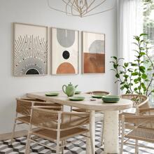 3pcs Bohemian Style Medieval Abstract Vintage Oil Painting, Sun Geometric Pattern Arch Minimalist Wall Sticker Canvas Print Modern Art Painting, Suitable For Living Room, Bedroom, Office Decoration, Unframed, Wall Art Gift, Birthday Graduation Season Applicable - Apricot - View 2