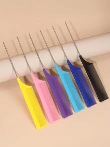 6pcs/Set Steel Needle & Tail Comb Set For Hair Coloring, Parting And Styling - Multicolor - View 2