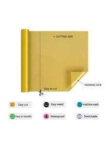 1 Roll Htv Heat Transfer Vinyl Lettering Film For Clothing - Gold - View 4